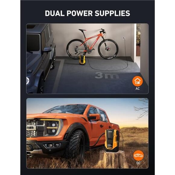 AC/DC Tire Inflator Portable Air Compressor for Car, Air Pump for Car Tires - Picture 2 of 7